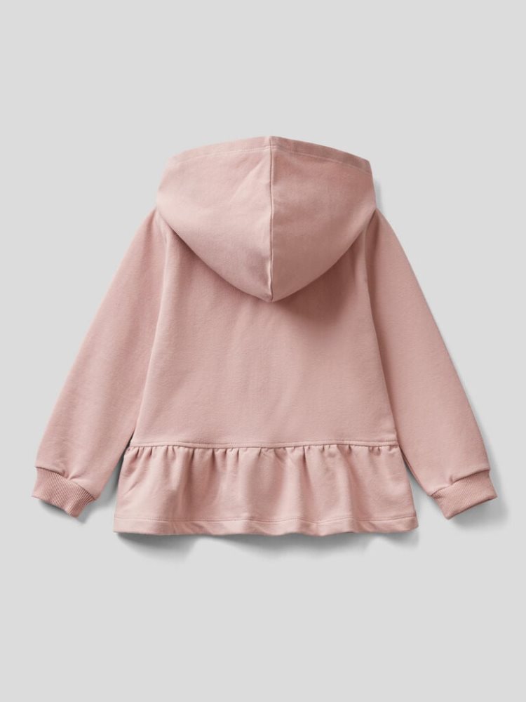 Benetton Warm Zip And Flounce Hoodie Kinderen Roze | BE375768