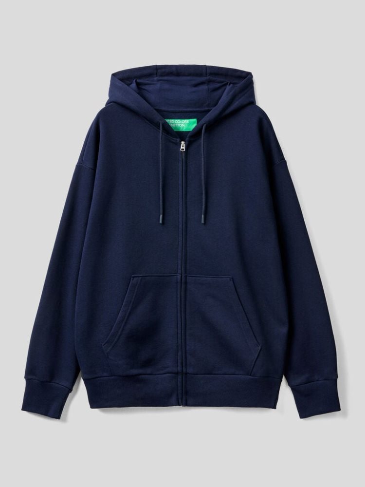 Benetton Warm Zip Hoodie Heren Donkerblauw | BE628437