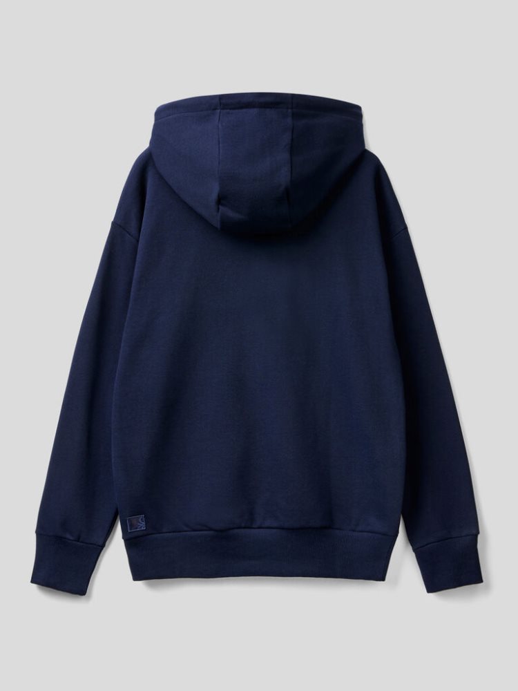 Benetton Warm Zip Hoodie Heren Donkerblauw | BE628437