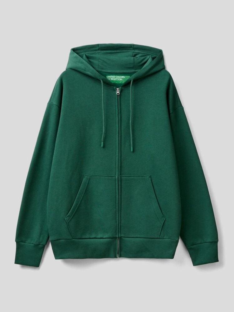 Benetton Warm Zip Hoodie Heren Donkergroen | BE506360