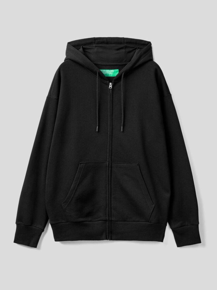 Benetton Warm Zip Hoodie Heren Zwart | BE271679