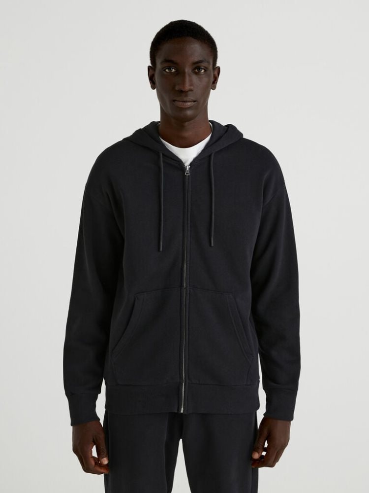 Benetton Warm Zip Hoodie Heren Zwart | BE271679