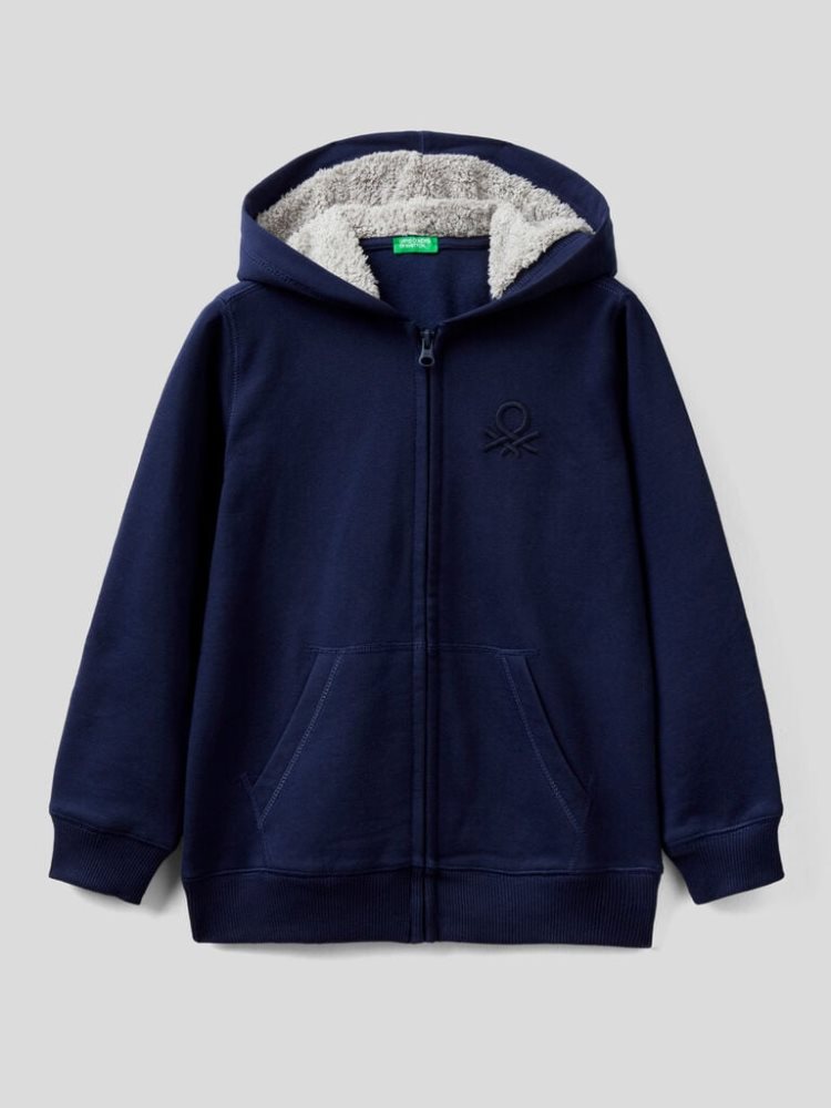 Benetton Warm Zip Hoodie Kinderen Donkerblauw | BE204964