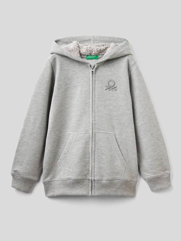 Benetton Warm Zip Hoodie Kinderen Grijs | BE275867