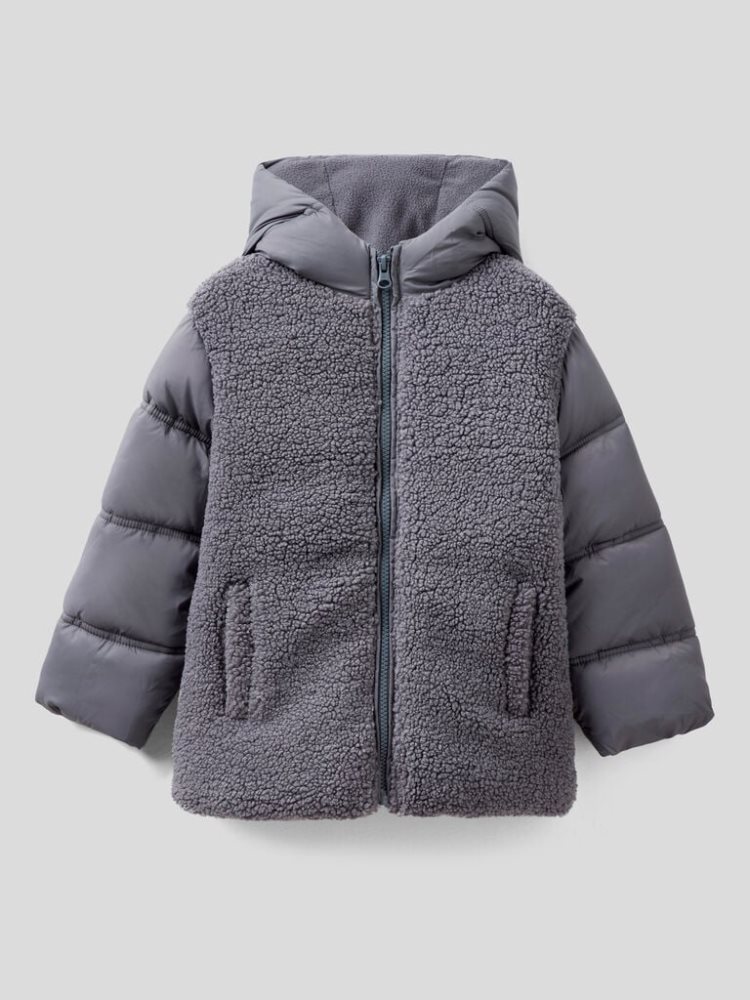 Benetton Winter Hood Padded Jackets Kinderen Grijs | BE099106