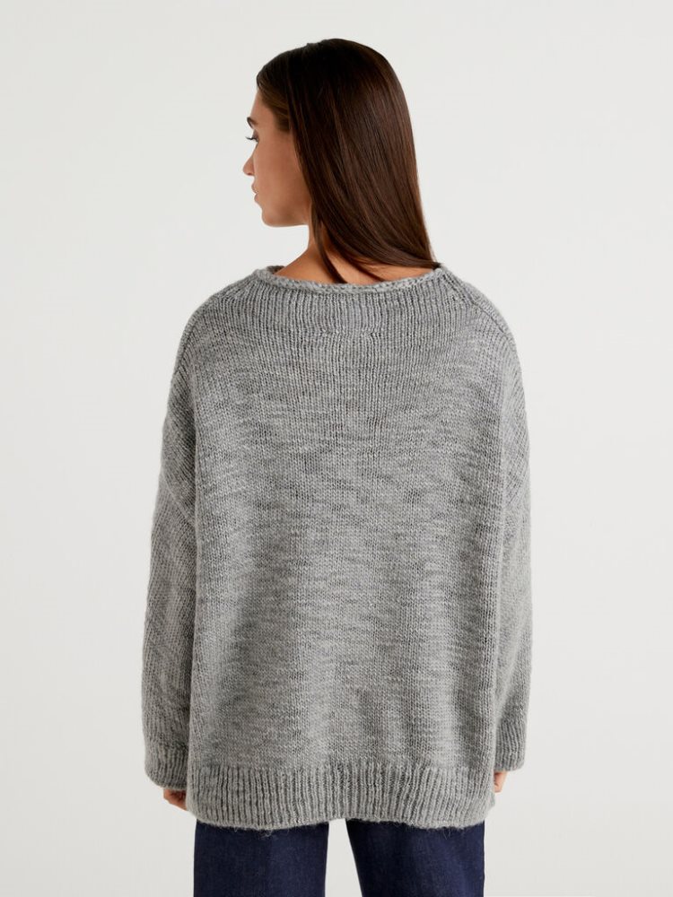 Benetton Wol And Alpaca Blend High Neck Sweaters Dames Donkergrijs | BE882595