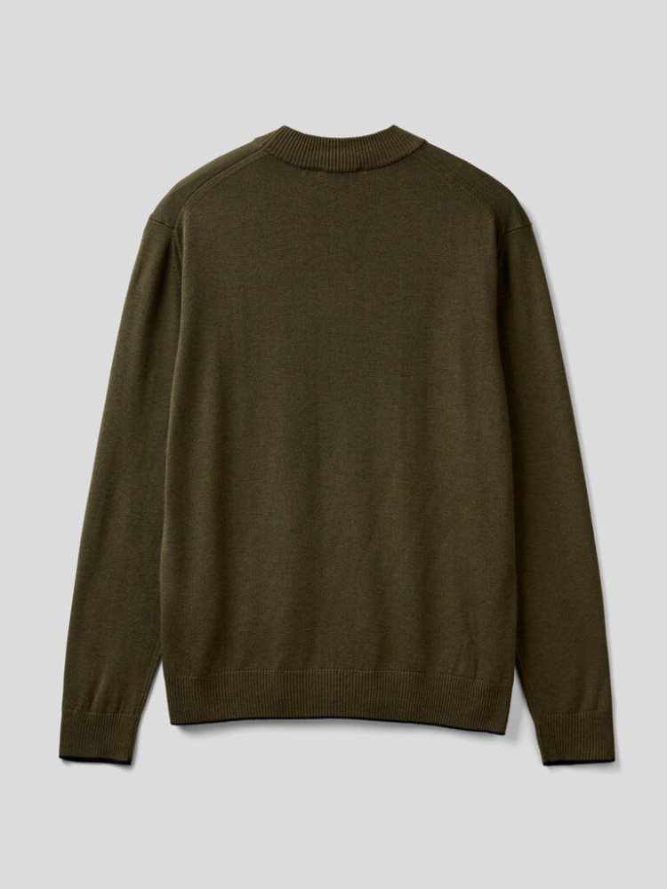 Benetton Wol And Viscose Blend Crew Neck Sweaters Heren Groen | BE304836