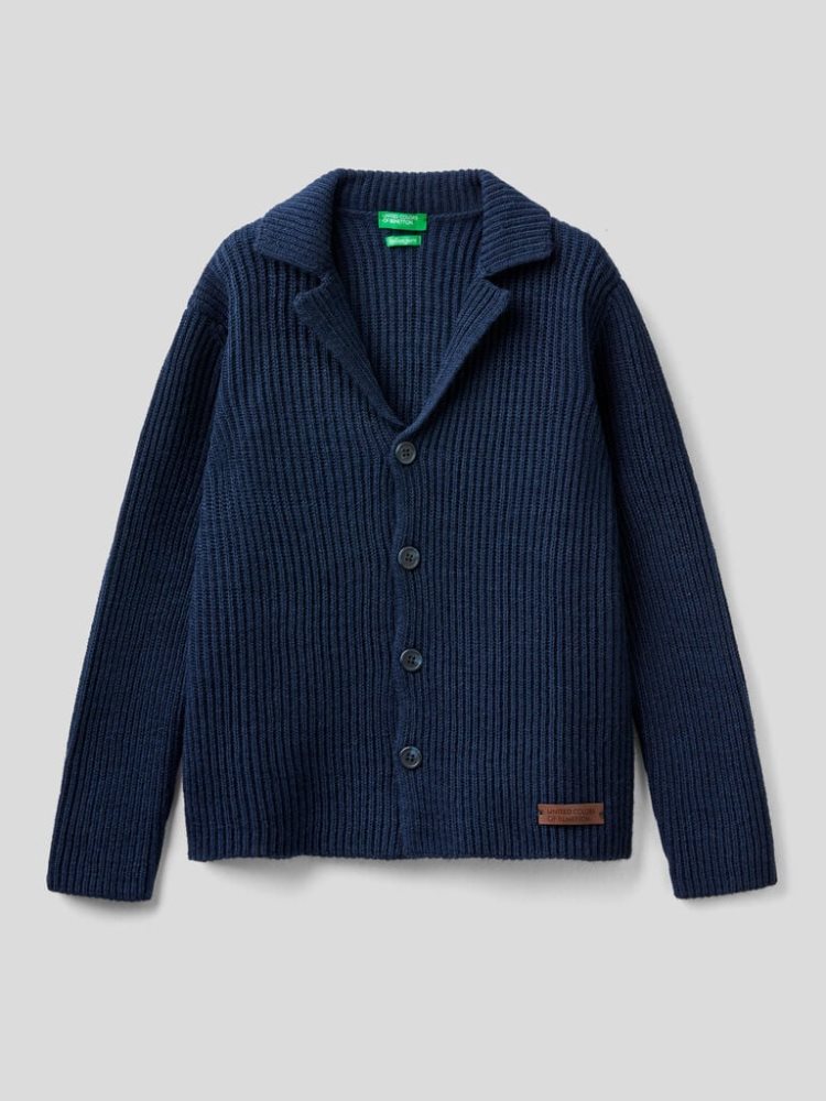 Benetton Wol Blend Blazer Kinderen Donkerblauw | BE905981