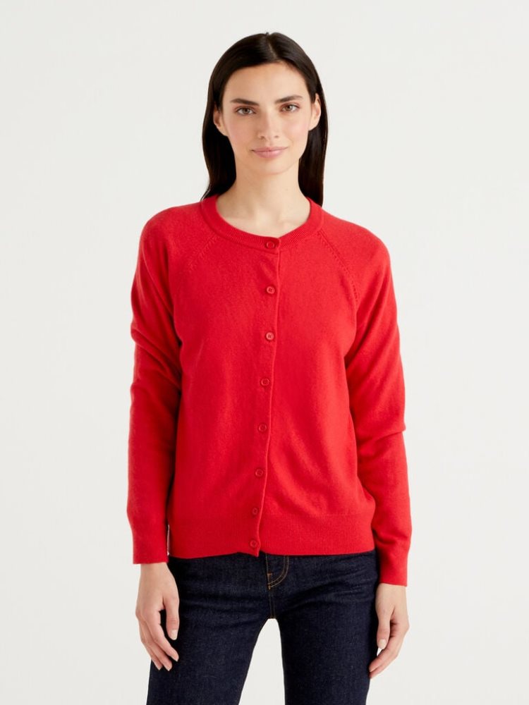 Benetton Wol Blend Cardigan Dames Rood | BE151039