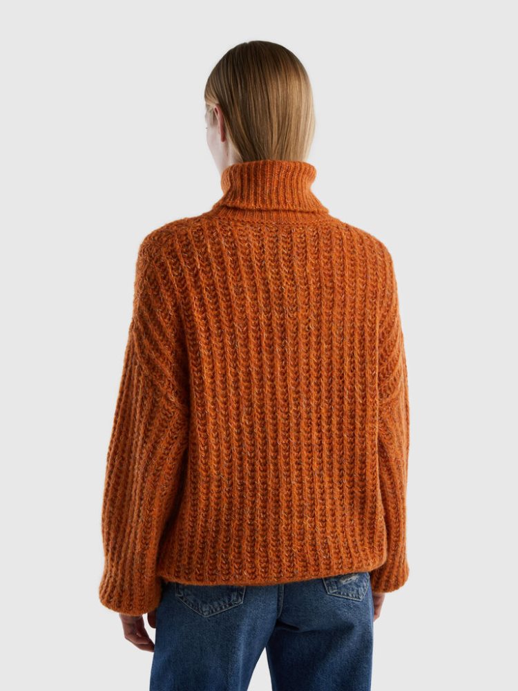 Benetton Wol Blend Turtleneck High Neck Sweaters Dames Oranje | BE274834