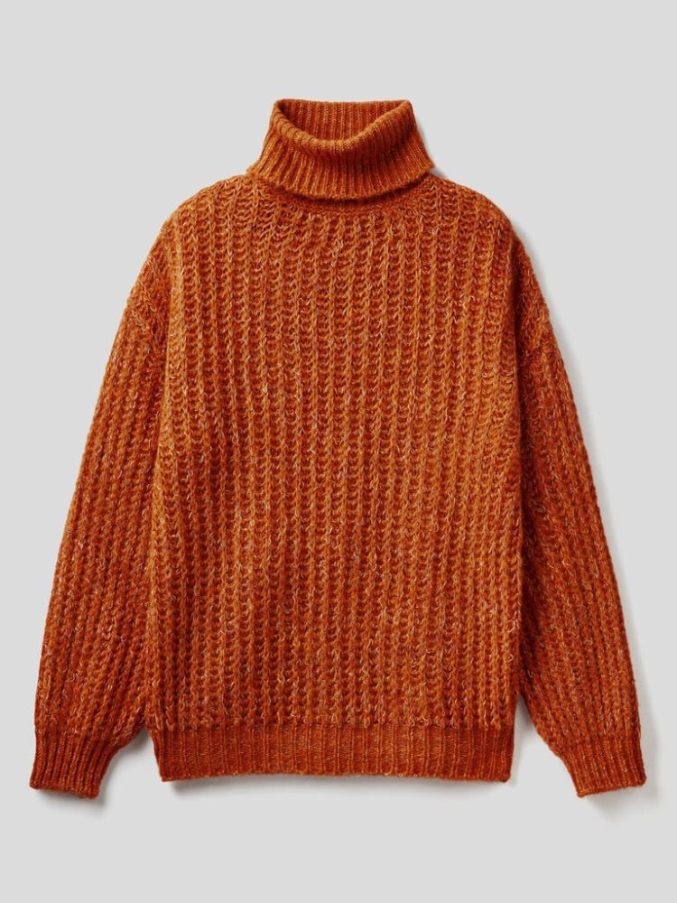 Benetton Wol Blend Turtleneck High Neck Sweaters Dames Oranje | BE274834