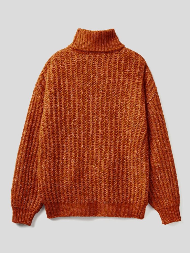 Benetton Wol Blend Turtleneck High Neck Sweaters Dames Oranje | BE274834