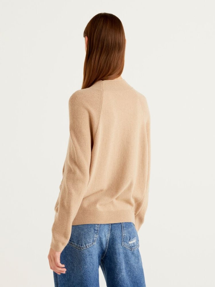 Benetton Wol Blend Turtleneck High Neck Sweaters Dames Beige | BE528080