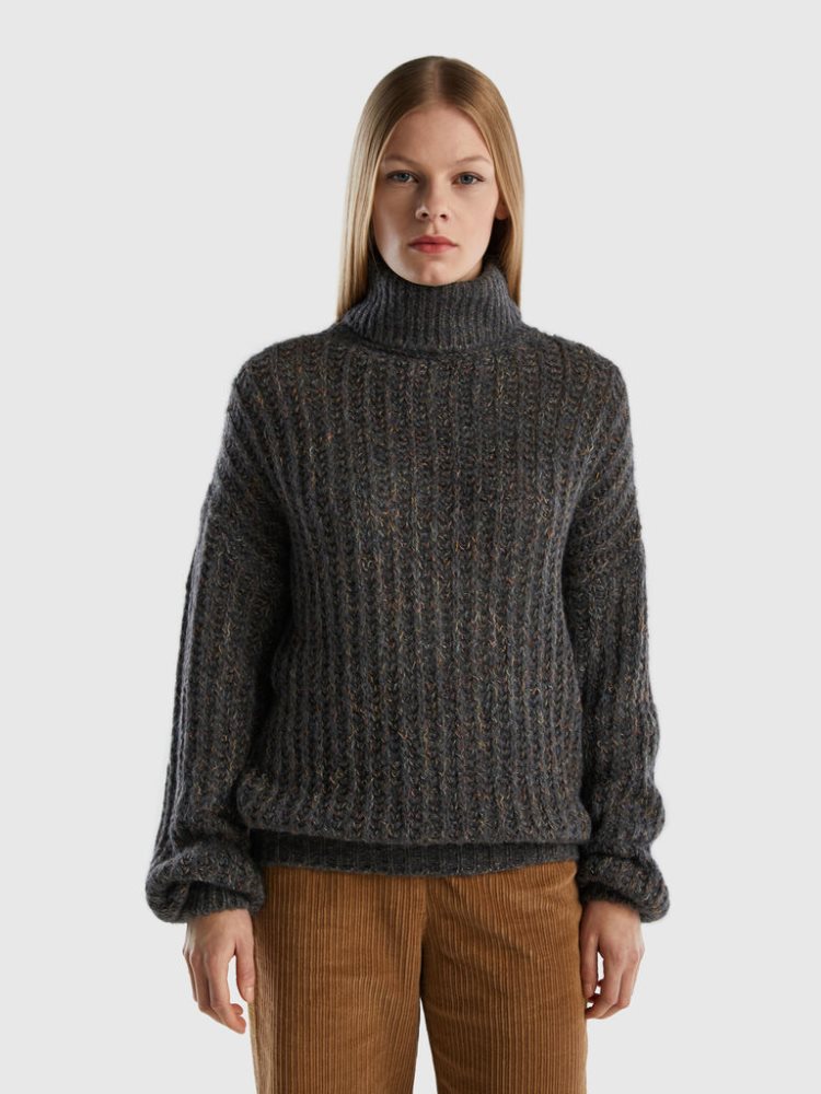 Benetton Wol Blend Turtleneck High Neck Sweaters Dames Donkerblauw | BE788730