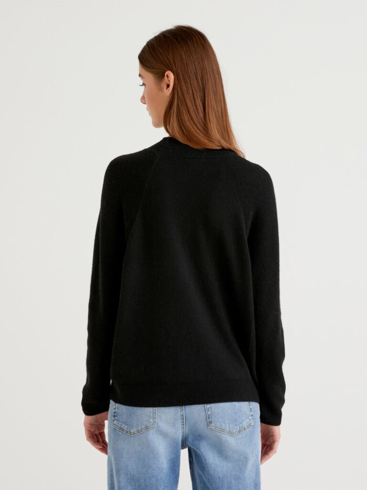 Benetton Wol Blend Turtleneck High Neck Sweaters Dames Zwart | BE824200