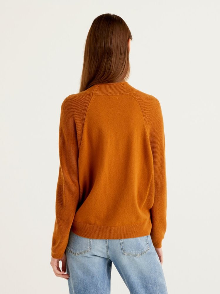 Benetton Wol Blend Turtleneck High Neck Sweaters Dames Oranje | BE825138