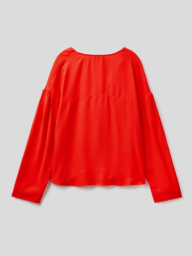 Benetton Wrinkled Look Blouse Dames Rood | BE258662