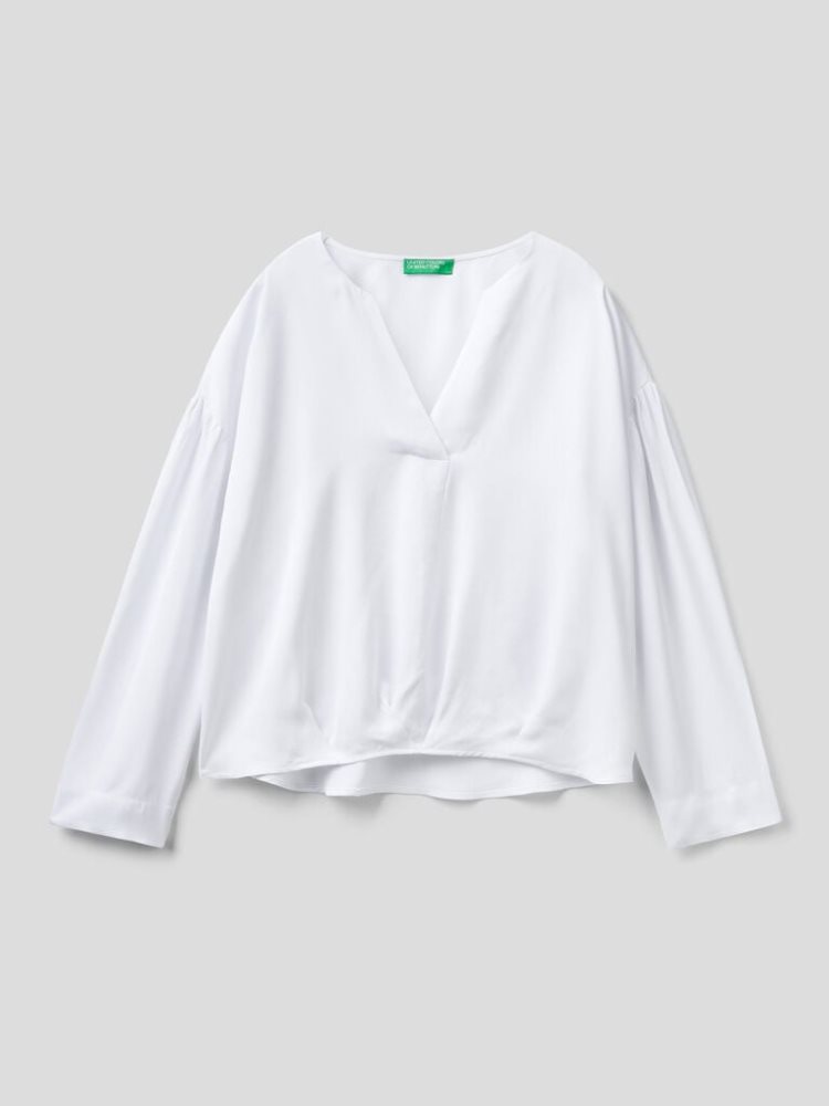 Benetton Wrinkled Look Blouse Dames Wit | BE531690