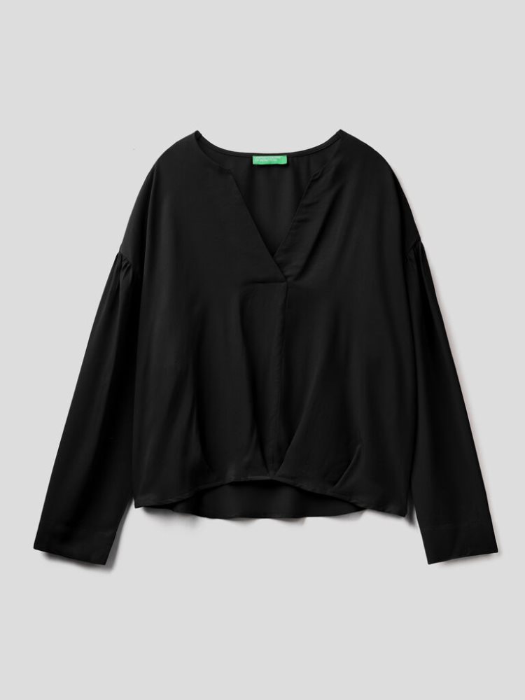 Benetton Wrinkled Look Blouse Dames Zwart | BE421444