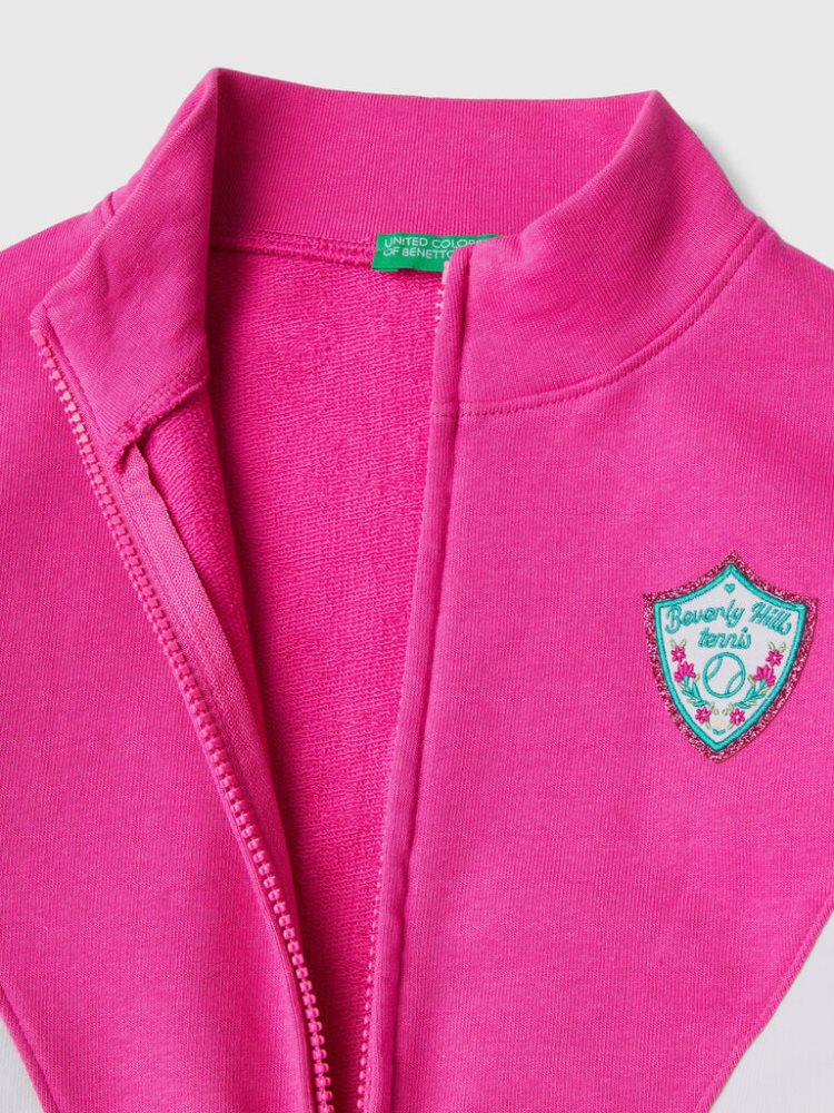 Benetton Zip And Crest Sweatshirt Kinderen Fuchsie | BE091688