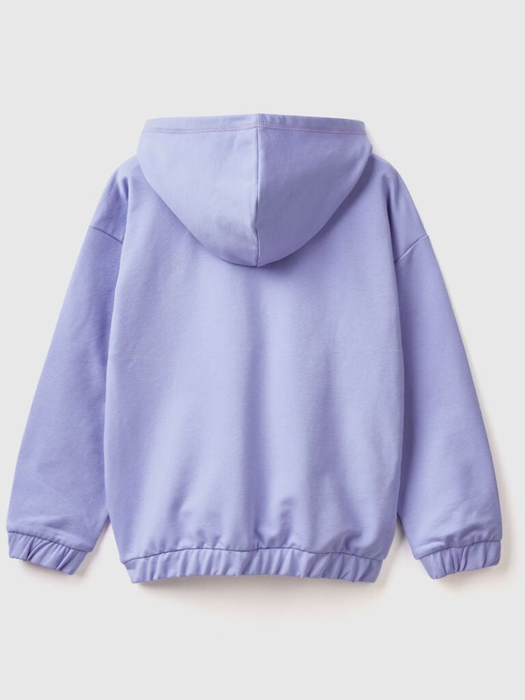 Benetton Zip And Embroidered Logo Hoodie Kinderen Periwinkle | BE834344