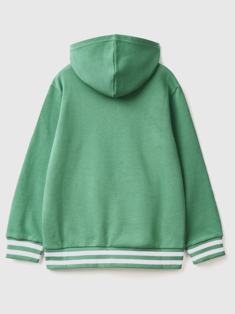 Benetton Zip And Embroidery Hoodie Kinderen Donkergroen | BE497662