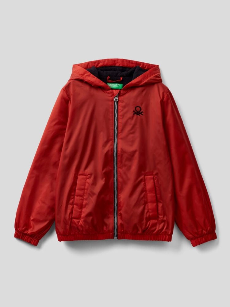 Benetton Zip And Hood Light Jackets Kinderen Rood | BE718392