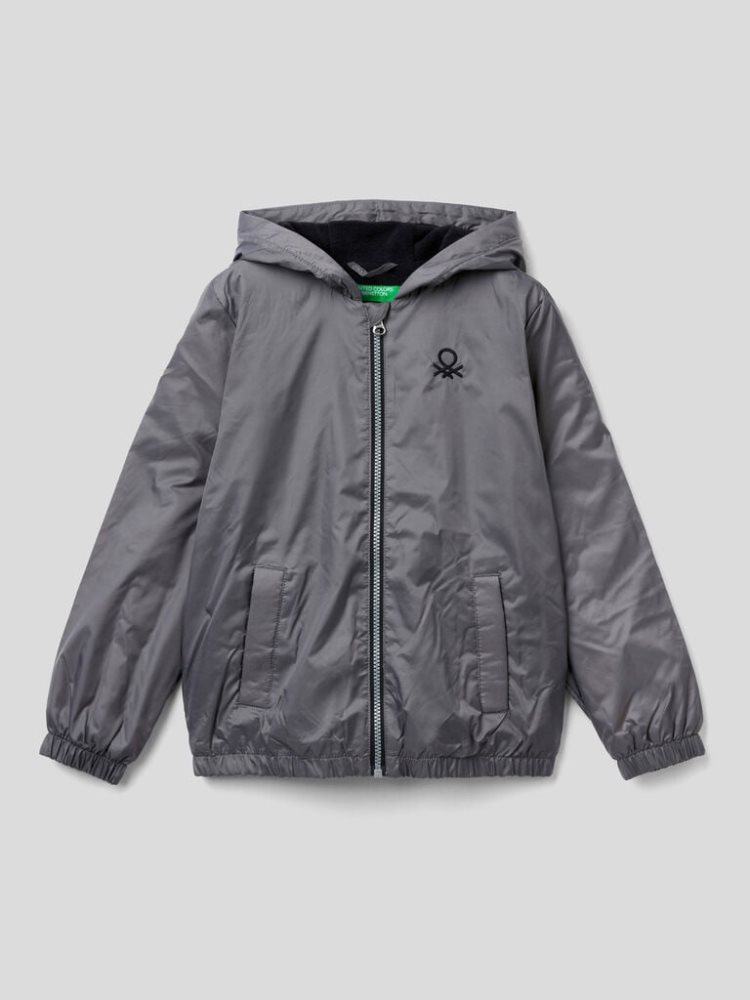 Benetton Zip And Hood Light Jackets Kinderen Donkergrijs | BE792193