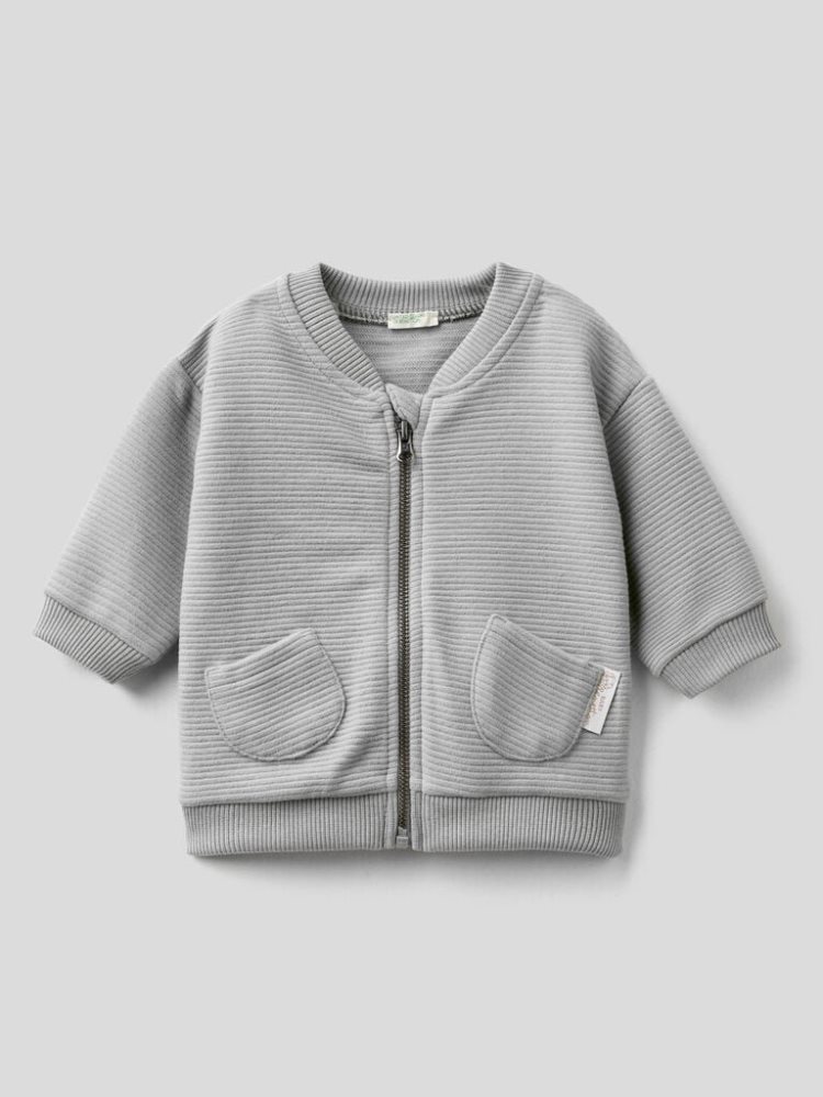 Benetton Zip And Pockets Hoodie Kinderen Grijs | BE205640