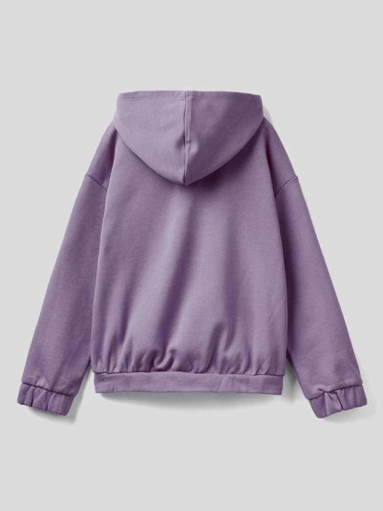 Benetton Zip Organic Katoenen Hoodie Kinderen Lilac | BE000768