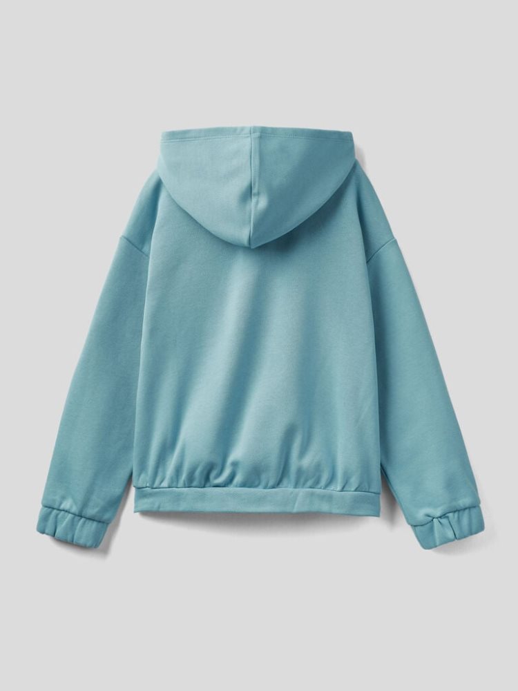 Benetton Zip Organic Katoenen Hoodie Kinderen Lichtblauw | BE033370