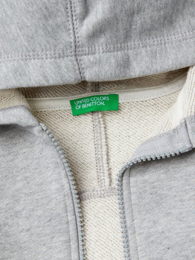 Benetton Zip Organic Katoenen Hoodie Kinderen Grijs | BE319511