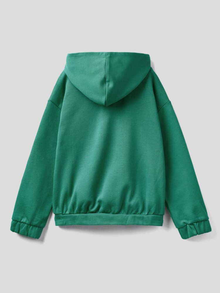 Benetton Zip Organic Katoenen Hoodie Kinderen Groen | BE623793