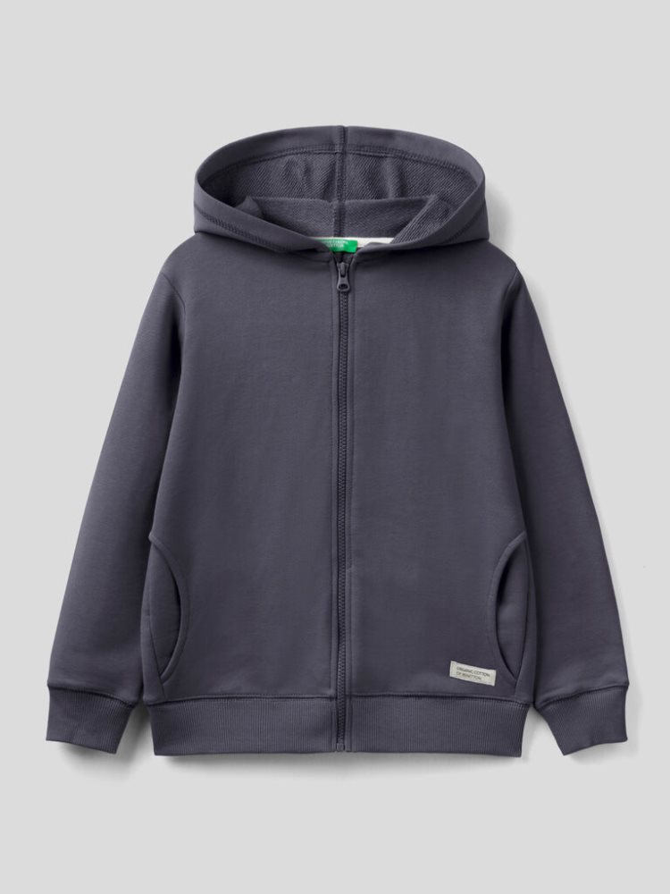 Benetton Zip Organic Katoenen Hoodie Kinderen Donkerblauw | BE682428