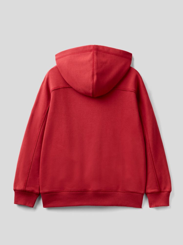 Benetton Zip Organic Katoenen Hoodie Kinderen Rood | BE827133