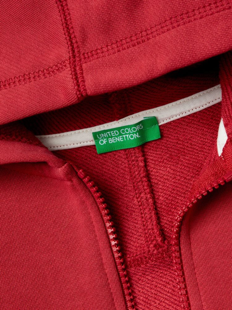 Benetton Zip Organic Katoenen Hoodie Kinderen Rood | BE827133