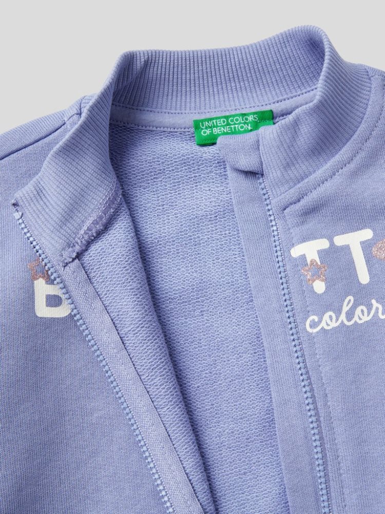 Benetton Zip Organic Katoenen Sweatshirt Kinderen Lilac | BE028045