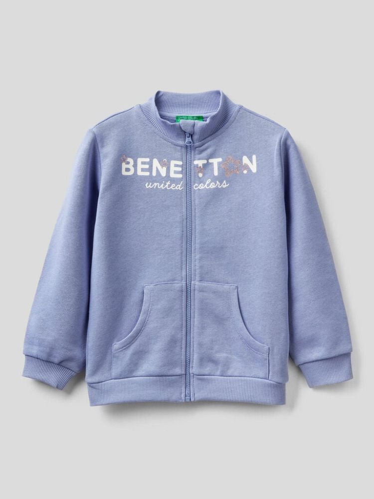 Benetton Zip Organic Katoenen Sweatshirt Kinderen Lilac | BE028045