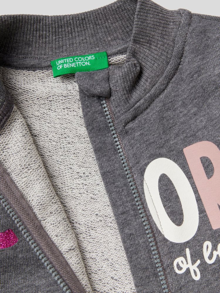 Benetton Zip Organic Katoenen Sweatshirt Kinderen Donkergrijs | BE343144