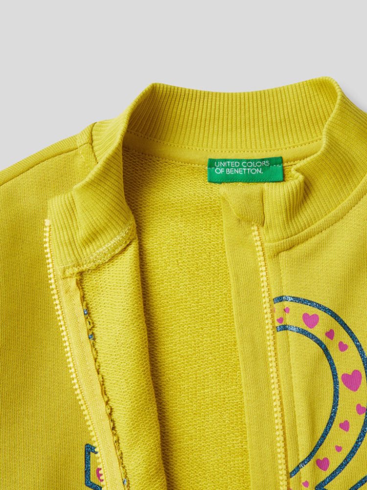 Benetton Zip Organic Katoenen Sweatshirt Kinderen Geel | BE466633