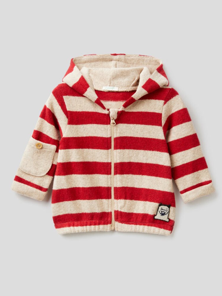 Benetton Zip Recycled Katoenen Blend Hoodie Kinderen Rood | BE325360