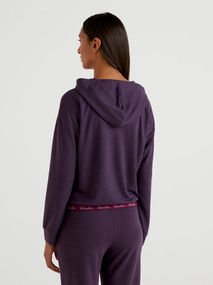 Benetton Zip-up Hoodie Dames Violet | BE649514