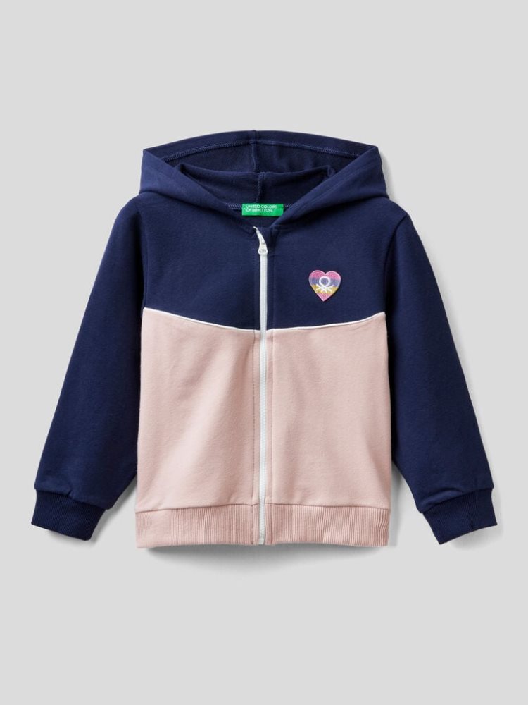 Benetton Zip-up Hoodie Kinderen Donkerblauw | BE287288