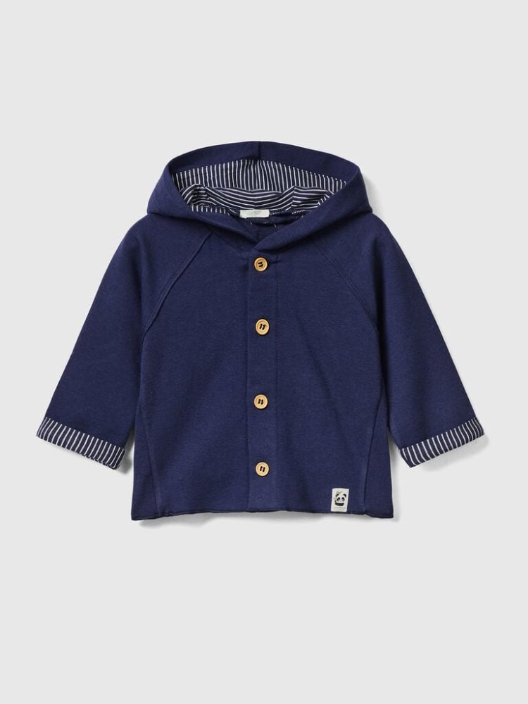 Benetton Zip-up Hoodie Kinderen Donkerblauw | BE323453