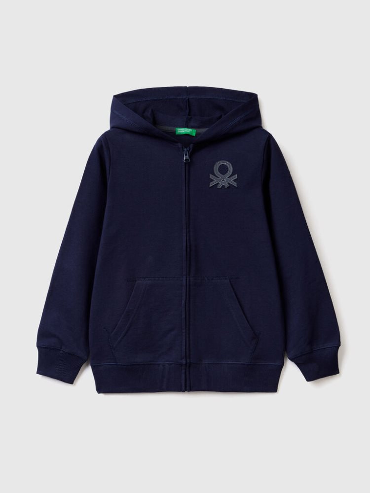 Benetton Zip-up Hoodie Kinderen Donkerblauw | BE649160