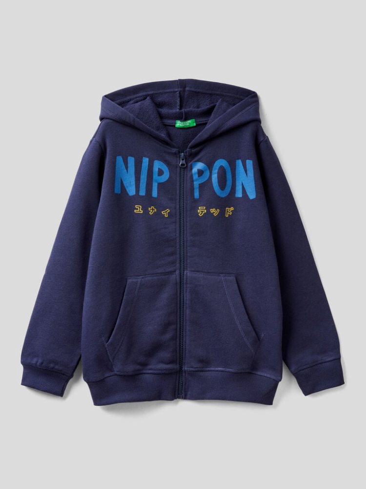 Benetton Zip-up Hoodie Kinderen Donkerblauw | BE868113