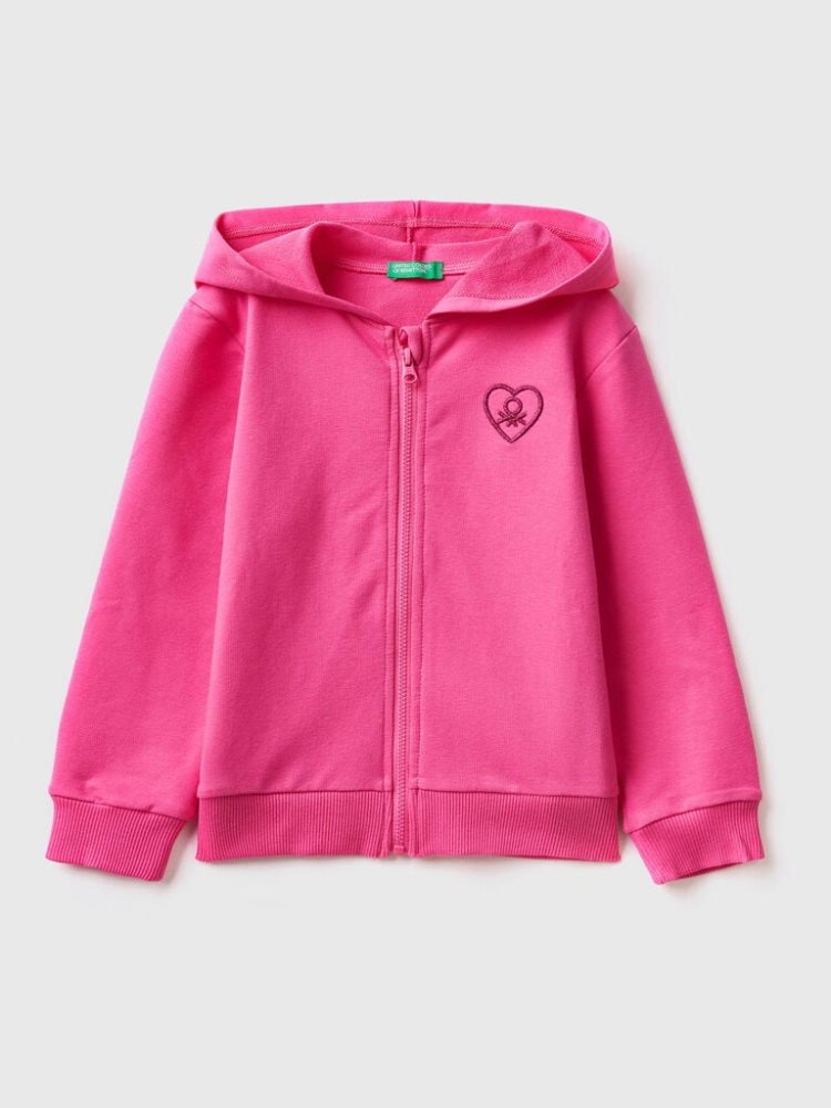 Benetton Zip-up Hoodie Kinderen Fuchsie | BE610469