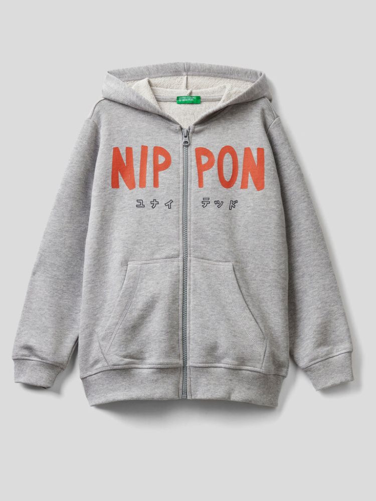 Benetton Zip-up Hoodie Kinderen Grijs | BE394343