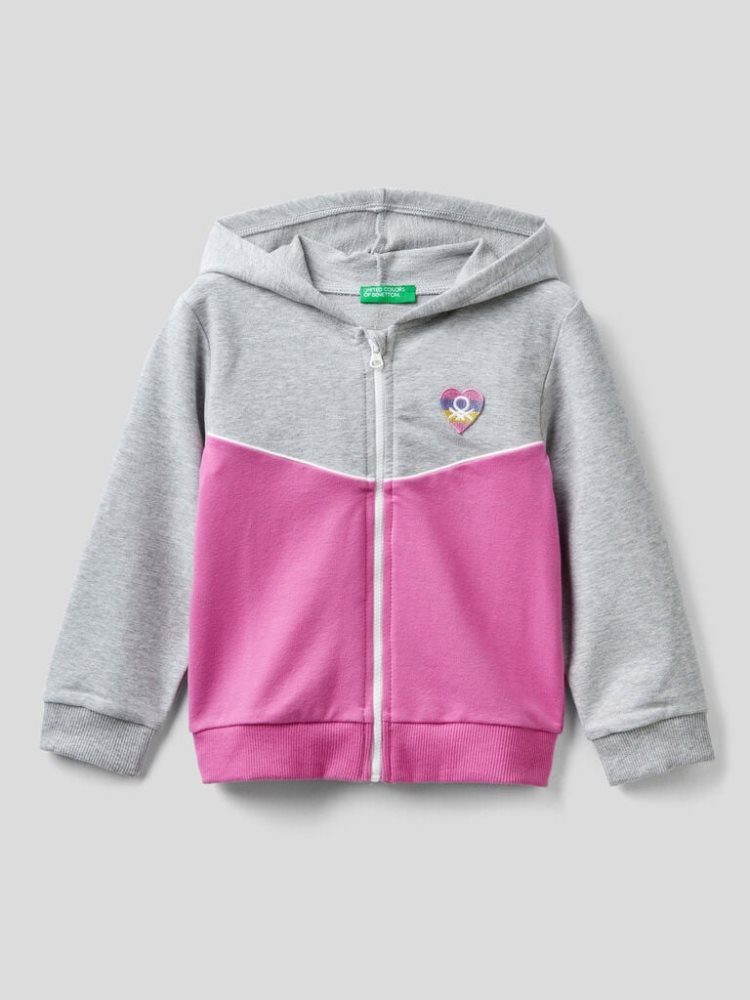 Benetton Zip-up Hoodie Kinderen Grijs | BE837041