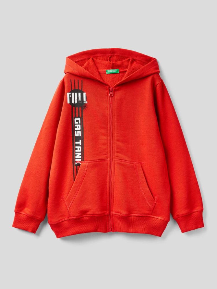 Benetton Zip-up Hoodie Kinderen Rood | BE196724